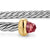 Micro Cable Flex Cuff in Sterling Silver with 14K Yellow Gold and Rhodolite Garnet, 2.6mm