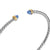 Micro Cable Flex Cuff in Sterling Silver with 14K Yellow Gold and Blue Sapphires, 2.6mm