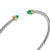 Micro Cable Flex Cuff in Sterling Silver with 14K Yellow Gold and Emeralds, 2.6mm
