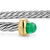 Micro Cable Flex Cuff in Sterling Silver with 14K Yellow Gold and Emeralds, 2.6mm