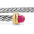 Micro Cable Flex Cuff in Sterling Silver with 14K Yellow Gold and Rubies, 2.6mm