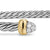 Micro Cable Flex Cuff in Sterling Silver with 14K Yellow Gold and Diamonds, 2.6mm