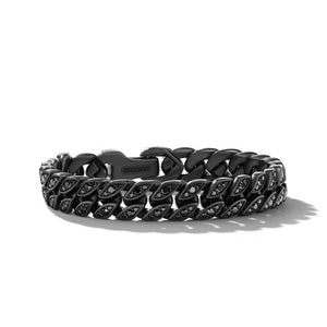Curb Chain Bracelet in Black Titanium with Black Diamonds,