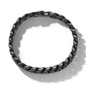 Curb Chain Bracelet in Black Titanium with Black Diamonds, 11.5mm