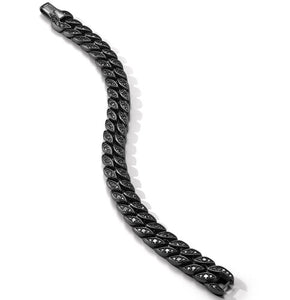 Curb Chain Bracelet in Black Titanium with Black Diamonds, 11.5mm