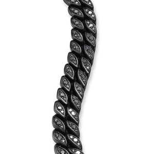 Curb Chain Bracelet in Black Titanium with Black Diamonds, 11.5mm