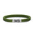 Chevron Bracelet in Green Rubber with Sterling Silver, Size Small