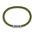 Chevron Bracelet in Green Rubber with Sterling Silver, Size Small