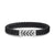 Chevron Bracelet in Black Rubber with Diamonds and Sterling Silver, Size Large