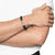 Chevron Bracelet in Black Rubber with Diamonds and Sterling Silver, Size Large