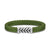 Chevron Bracelet in Green Rubber with Sterling Silver, 9mm, Size Medium