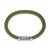 Chevron Bracelet in Green Rubber with Sterling Silver, 9mm, Size Medium