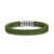 Chevron Bracelet in Green Rubber with Sterling Silver, 9mm, Size Medium