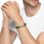 Chevron Bracelet in Green Rubber with Sterling Silver, 9mm, Size Medium
