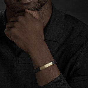 Streamline ID Black Rubber Bracelet with 18K Yellow Gold