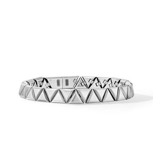 Faceted Link Triangle Bracelet in Sterling Silver, Size Medium