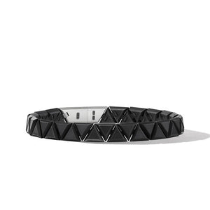 Faceted Link Triangle Bracelet in Black Titanium with Sterling Silver, Size Medium