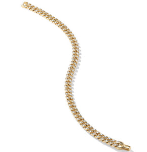 Curb Chain Bracelet in 18K Yellow Gold with Pavé Diamonds, Size Medium