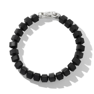 Spiritual Beads Bracelet in Sterling Silver with Black Onyx, Size Medium