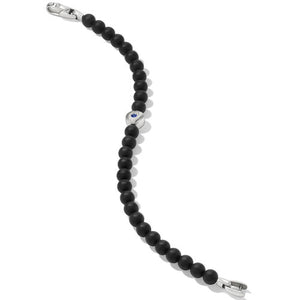 Spiritual Beads Evil Eye Bracelet in Sterling Silver with Black Onyx and Sapphire, Size Medium
