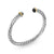 Cable Cuff Bracelet in Sterling Silver with 14K Yellow Gold and Black Onyx, 6mm, Size Large