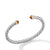 Cable Cuff Bracelet in Sterling Silver with 14K Yellow Gold and Tiger&#39;s Eye, Size Large