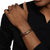 Chevron Triple Wrap Bracelet in Brown Leather with 18K Yellow Gold, 3mm