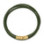 Chevron Triple Wrap Bracelet in Green Leather with 18K Yellow Gold, 3mm