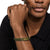 Chevron Triple Wrap Bracelet in Green Leather with 18K Yellow Gold, 3mm