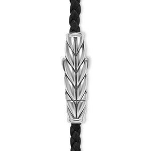 Chevron Triple Wrap Bracelet in Black Leather with Sterling Silver, 3mm