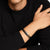 Chevron Triple Wrap Bracelet in Black Leather with Sterling Silver, 3mm