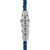 Chevron Triple Wrap Bracelet in Blue Leather with Sterling Silver, 3mm