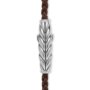 Chevron Triple Wrap Bracelet in Brown Leather with Sterling Silver, 3mm