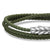 Chevron Triple Wrap Bracelet in Green Leather with Sterling Silver, 3mm