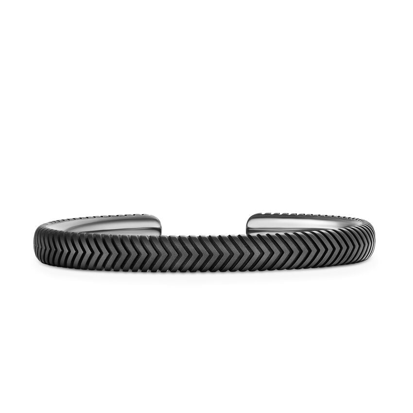Chevron Cuff Bracelet in Titanium, 8mm, Size Medium