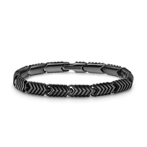 Chevron Link Bracelet in Black Titanium, 7.6mm, Size Medium