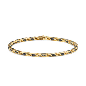 Streamline Faceted Chain Bracelet in 18K Yellow Gold with Forged Carbon, 4.3mm