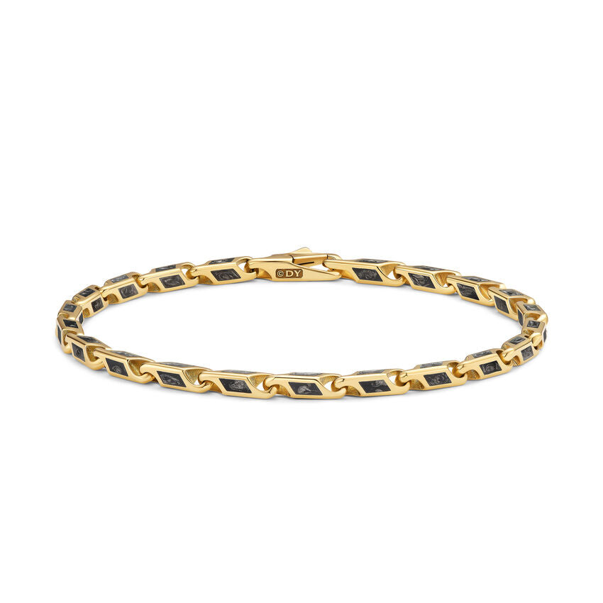 Streamline Faceted Chain Bracelet in 18K Yellow Gold with Forged Carbon, 4.3mm