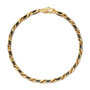 Streamline Faceted Chain Bracelet in 18K Yellow Gold with Forged Carbon, 4.3mm