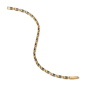 Streamline Faceted Chain Bracelet in 18K Yellow Gold with Forged Carbon, 4.3mm