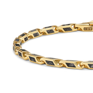 Streamline Faceted Chain Bracelet in 18K Yellow Gold with Forged Carbon, 4.3mm