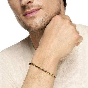 Streamline Faceted Chain Bracelet in 18K Yellow Gold with Forged Carbon, 4.3mm