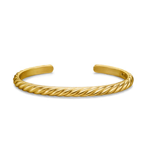 Sculpted Cable Cuff Bracelet in 18K Yellow Gold, 5.5mm, Size Medium