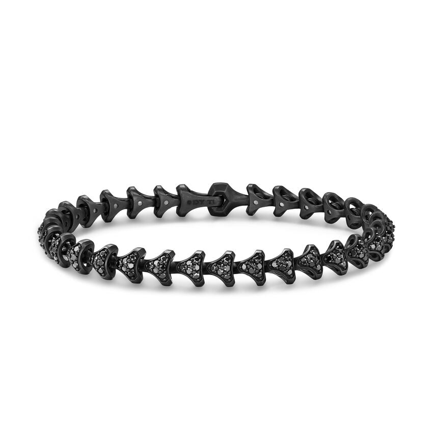 Armory Link Bracelet in Black Titanium with Black Diamonds, 7.5mm