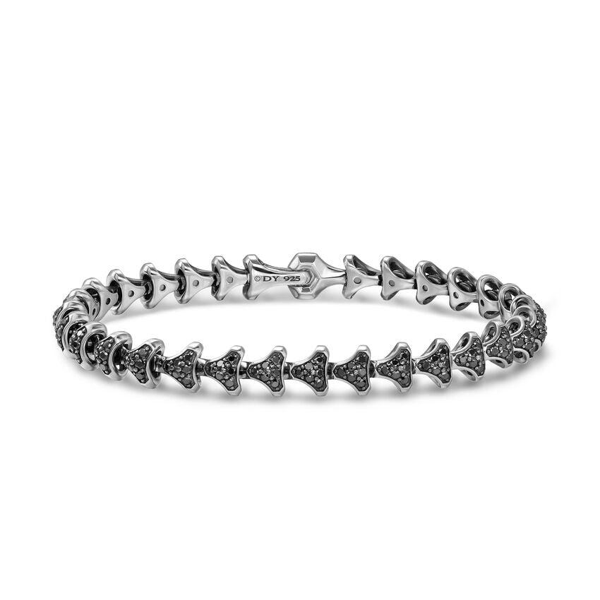 Armory Link Bracelet in Sterling Silver with Black Diamonds, 7.5mm