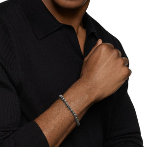 Armory Link Bracelet in Sterling Silver with Black Diamonds, 7.5mm