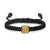 Petrvs Horse Black Nylon Woven Station Bracelet in 18K Yellow Gold with Black Onyx, 11.9mm