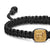 Petrvs Horse Black Nylon Woven Station Bracelet in 18K Yellow Gold with Black Onyx, 11.9mm