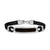 Streamline ID Bar Bracelet in Black Leather with Sterling Silver and Black Onyx, 10mm