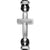 Streamline Cross Station Bracelet in Black Leather with Sterling Silver, 17mm